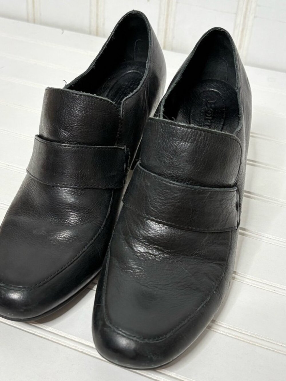 Born Women's Tyndall Pump Bootie Size 9.5 Block Heel Slip On Black Leather - Picture 4 of 9